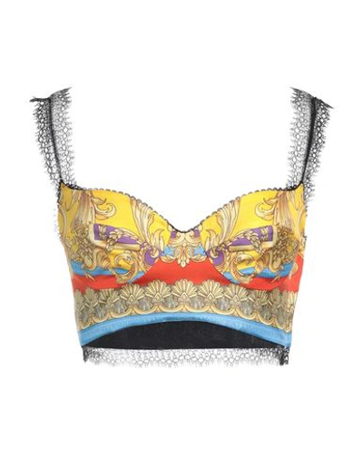 Versace Woman Top Yellow Size 0 Polyamide, Elastane