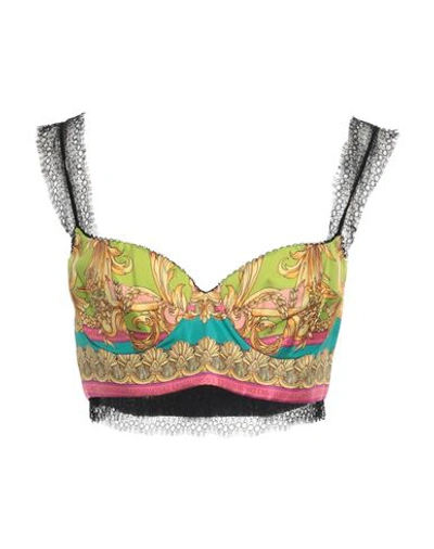 Versace Woman Top Lime Green Size 2 Polyamide, Elastane