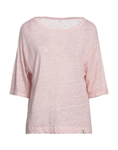 Henry Christ Woman Sweater Pastel Pink Size L Linen