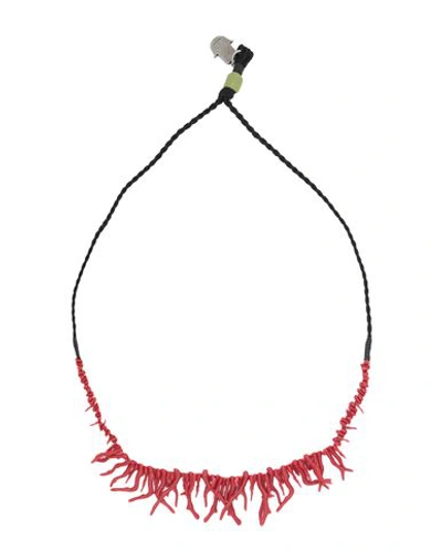 Valentino Garavani Man Necklace Red Size - Textile Fibers, Plastic
