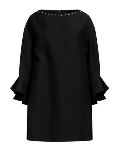 Valentino Garavani Woman Mini Dress Black Size 10 Virgin Wool, Silk