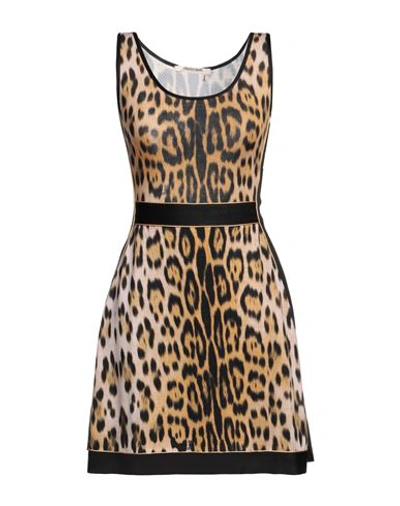 Roberto Cavalli Woman Mini Dress Marigold Size 6 Virgin Wool, Polyester, Viscose In Yellow