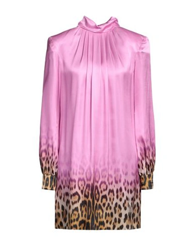 Roberto Cavalli Woman Mini Dress Fuchsia Size 8 Viscose, Silk In Pink