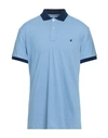 Brooksfield Man Polo Shirt Light Blue Size 46 Cotton, Elastane
