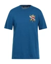 Roberto Cavalli Man T-shirt Azure Size Xl Cotton In Blue