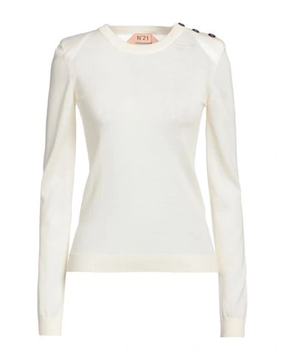 N°21 Woman Sweater Ivory Size 8 Virgin Wool In White
