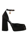 Versace Woman Pumps Black Size 8 Viscose, Silk