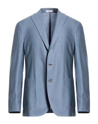 Boglioli Man Blazer Pastel Blue Size 40 Cashmere, Silk