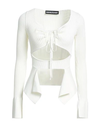 Andreädamo Andreādamo Woman Cardigan Cream Size S Viscose, Polyester, Polyamide, Elastane In White