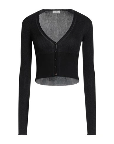 Lanvin Woman Cardigan Black Size M Metallic Polyester, Polyamide, Cashmere, Virgin Wool, Silk