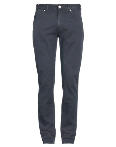 Pt Torino Man Pants Navy Size 42 Cotton, Elastane In Navy Blue