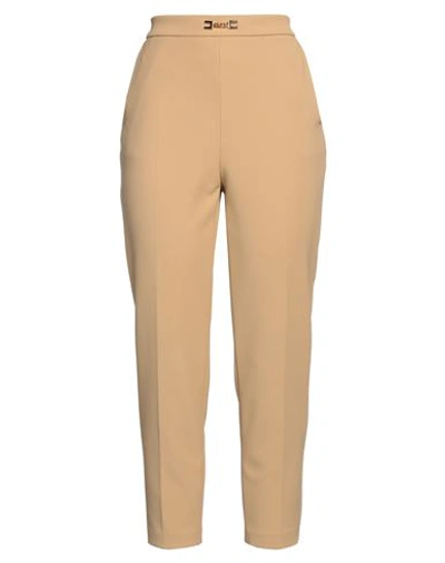 Elisabetta Franchi Woman Pants Sand Size 8 Polyester, Elastane In Brown