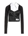 DOLCE & GABBANA DOLCE & GABBANA WOMAN TOP BLACK SIZE 6 POLYESTER, VISCOSE, COTTON, ELASTANE, POLYAMIDE