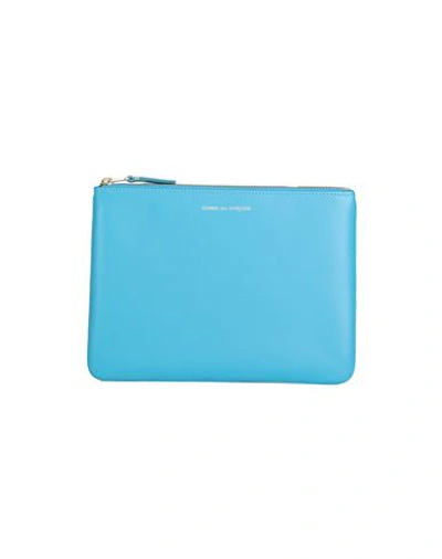 Comme Des Garçons Woman Pouch Azure Size - Bovine Leather In Blue