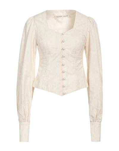 A Tentative Atelier Woman Shirt Cream Size 4 Cotton, Silk In White
