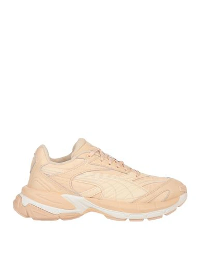 Puma Velophasis Luxe Sport Ii Woman Sneakers Beige Size 6 Leather, Textile Fibers