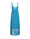 Alanui Sunset At The Beach Fringed Crocheted Cotton Midi Dress In Blue