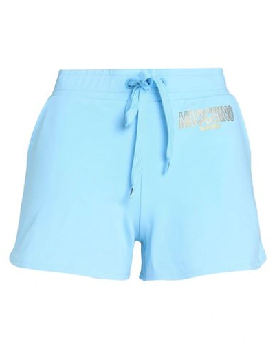 Moschino Woman Beach Shorts And Pants Sky Blue Size Xs Cotton, Elastane In Blue