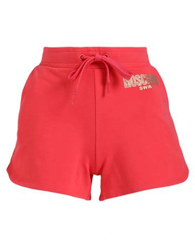 Moschino Woman Beach Shorts And Pants Coral Size M Cotton, Elastane In Red
