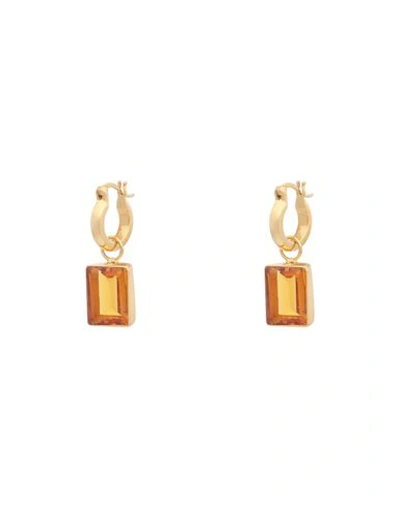 Shyla Sorrento-earrings Woman Earrings Ocher Size - Silver, 916/1000 Gold Plated, Glass In Yellow