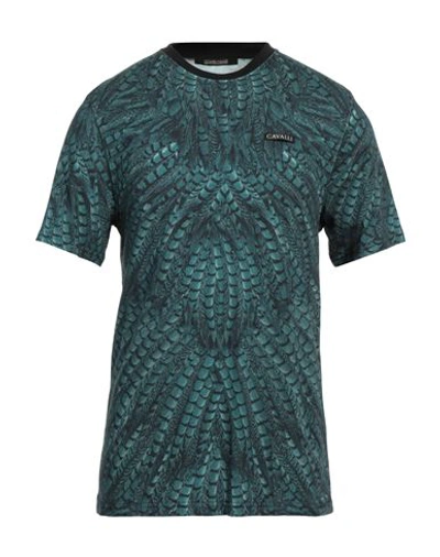 Roberto Cavalli Man T-shirt Deep Jade Size Xl Cotton In Green