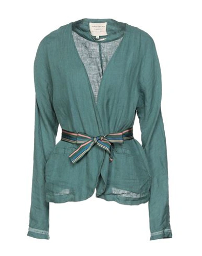 Alessia Santi Woman Suit Jacket Dark Green Size 6 Linen In Green