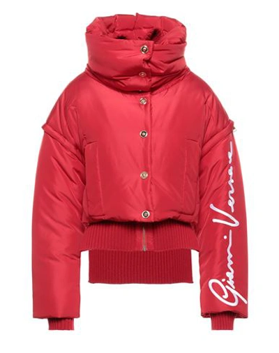 Versace Woman Down Jacket Red Size 4 Polyester