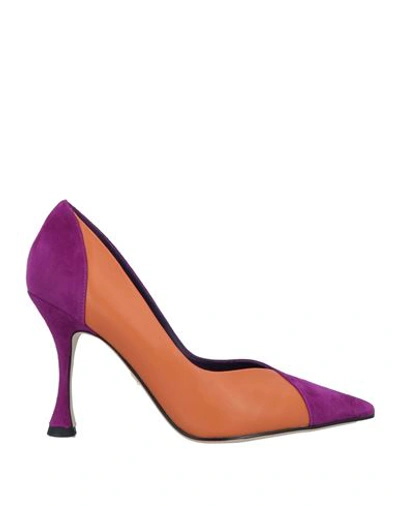 Lola Cruz Woman Pumps Purple Size 10 Soft Leather