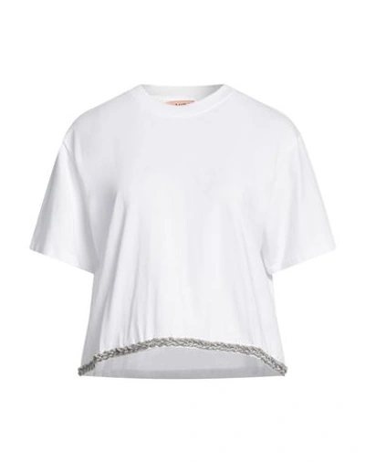 N°21 Woman T-shirt White Size 6 Cotton, Glass, Silicone