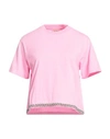 N°21 Woman T-shirt Pink Size 8 Cotton, Glass, Silicone