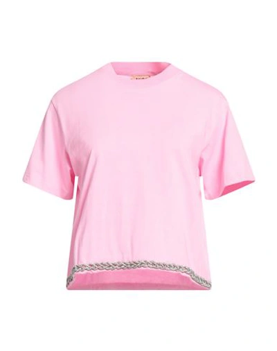 N°21 Woman T-shirt Pink Size 6 Cotton, Glass, Silicone