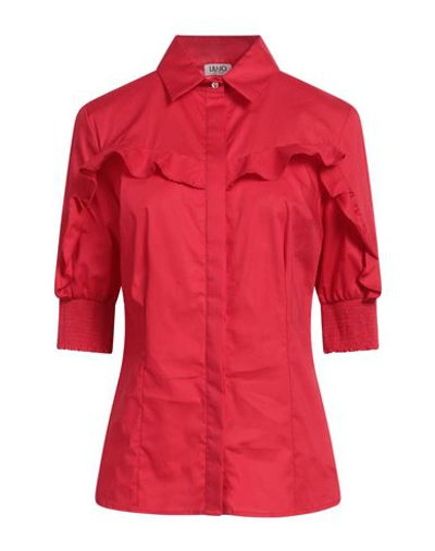Liu •jo Woman Shirt Red Size 6 Cotton, Elastane