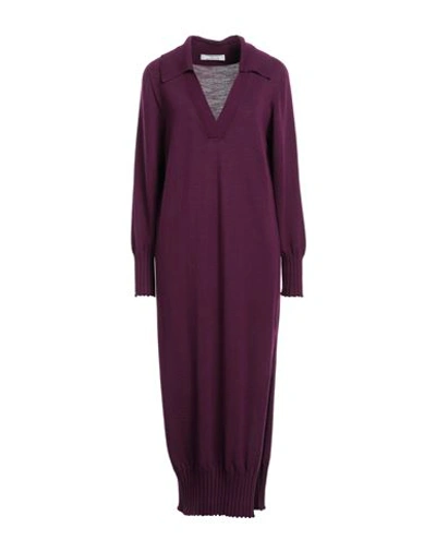 Liviana Conti Woman Midi Dress Deep Purple Size 6 Virgin Wool