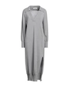 Liviana Conti Woman Midi Dress Grey Size 6 Virgin Wool