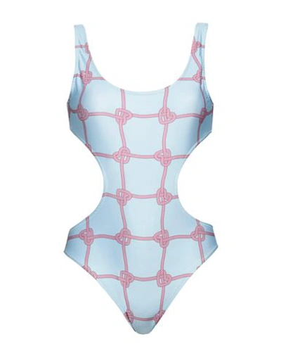 Chiara Ferragni Woman One-piece Swimsuit Sky Blue Size M Polyester, Elastane