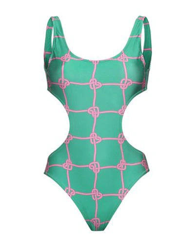 Chiara Ferragni Woman One-piece Swimsuit Green Size S Polyester, Elastane