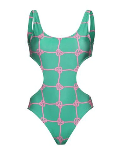 Chiara Ferragni Woman One-piece Swimsuit Green Size M Polyester, Elastane