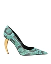 Roberto Cavalli Woman Pumps Turquoise Size 10 Soft Leather In Blue