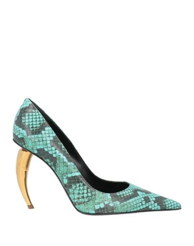 Roberto Cavalli Woman Pumps Turquoise Size 10 Soft Leather In Blue