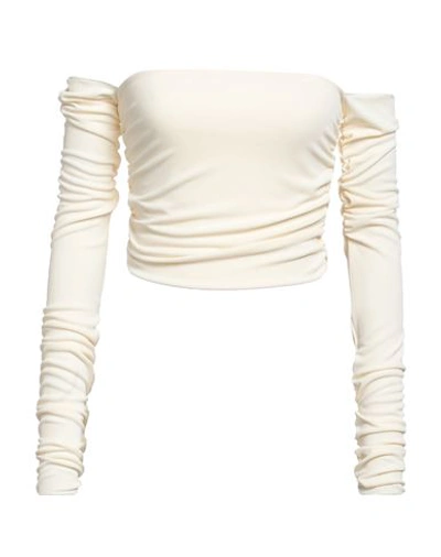 Erika Cavallini Woman Top Cream Size 4 Acetate, Polyamide, Elastane In White