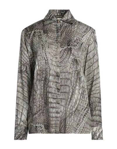 Roberto Cavalli Woman Shirt Grey Size 8 Viscose, Silk