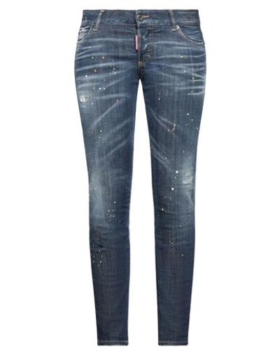 Dsquared2 Woman Jeans Blue Size 6 Cotton, Elastane, Soft Leather