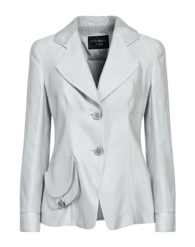 Emporio Armani Woman Blazer Light Grey Size 10 Acetate, Viscose, Silk