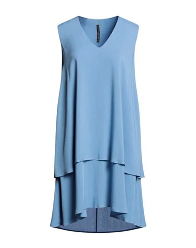 Manila Grace Woman Midi Dress Azure Size 10 Viscose In Blue