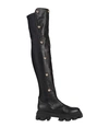 CARLA G. CARLA G. WOMAN BOOT BLACK SIZE 7 CALFSKIN, TEXTILE FIBERS