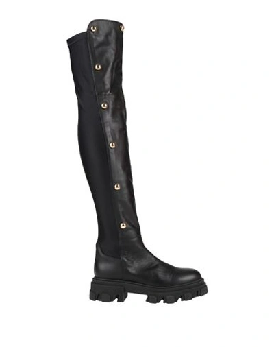 Carla G. Woman Boot Black Size 7 Calfskin, Textile Fibers