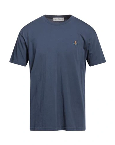 Vivienne Westwood Man T-shirt Slate Blue Size L Organic Cotton In Blue