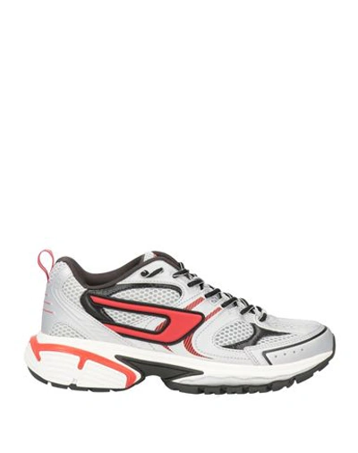 Diesel Mesh Sneakers With Extended Outsole In Grey