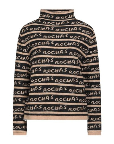 Rochas Woman Turtleneck Beige Size M Wool, Cashmere