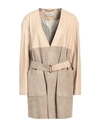 AGNONA AGNONA WOMAN OVERCOAT & TRENCH COAT BEIGE SIZE 12 LAMBSKIN, VISCOSE, LYOCELL, SILK